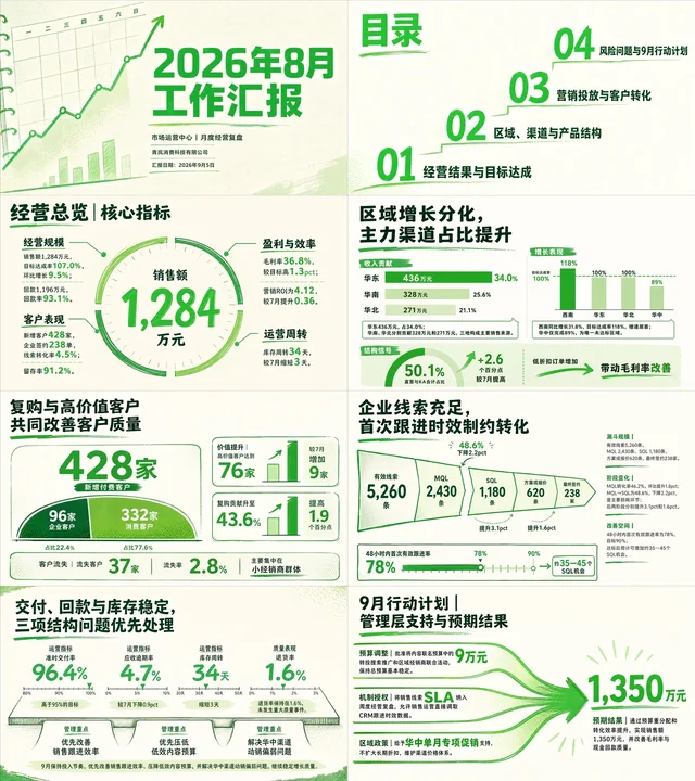 工作汇报风格 7：清新绿色风格
